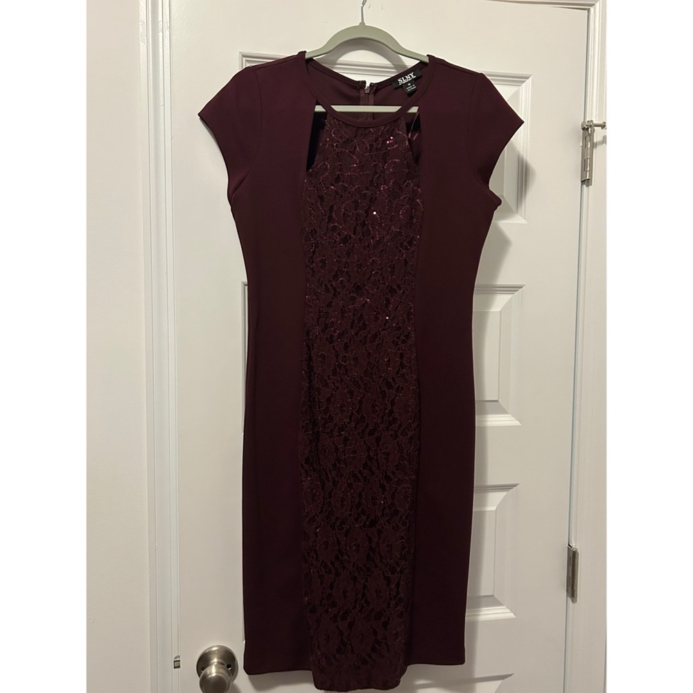 SLNY Purple Sheath Dress Knee-Length